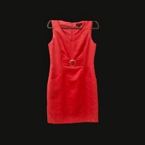 🍀 Tahari Red Sleeveless Lined Sheath Dress, Sz 8